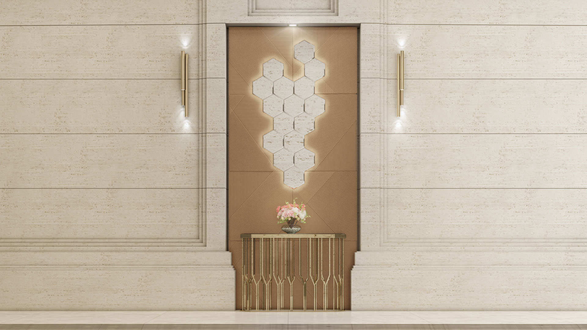 Feature mirror in hexagon way