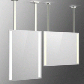 Mirror with stainless steel mounts.
