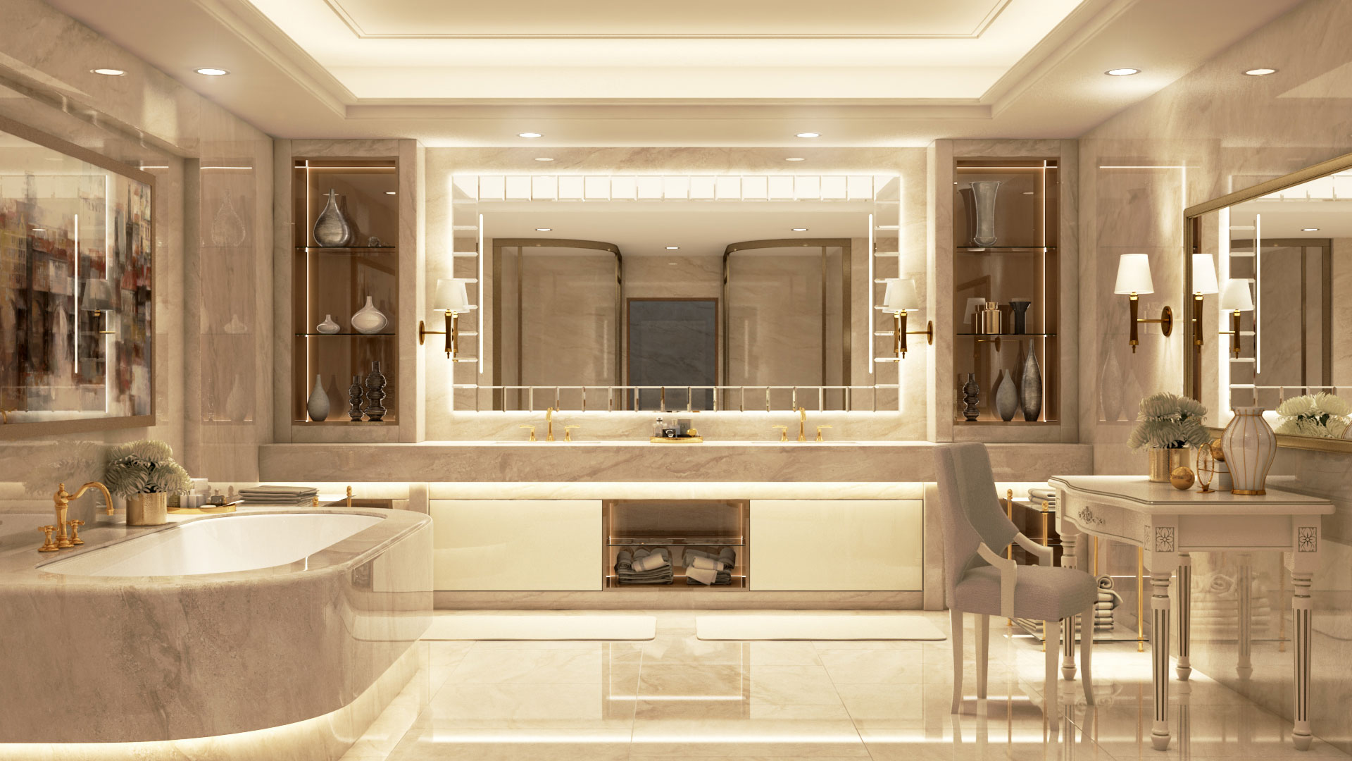 The bathroom got it all and its mirror